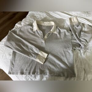 Vintage Gray Crop Long Sleeve Shirt Aerie